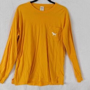 PINK Victoria's Secret Mustard‎ Yellow Long Sleeve Tee Size M
